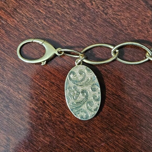 RARE MONICA RICH KOSANN FLORAL SCROLL OVAL 18K CHARM LOCKET PENDANT BRACELET - Picture 6 of 16